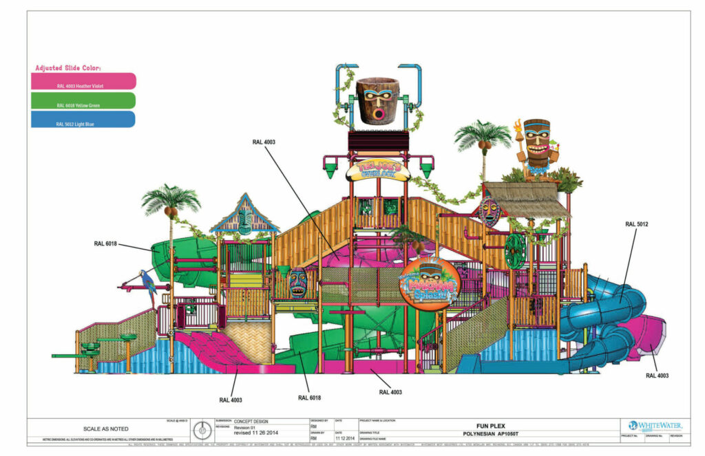 Technical blueprint of Fun-Plex Waterpark & Rides